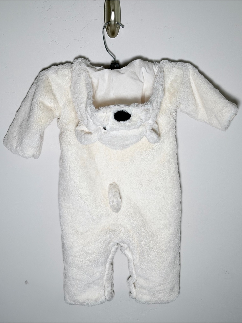 Pottery Barn Kids / Baby Plush Polar Bear Hooded One-Piece 6-12 months - Picture 7 of 8